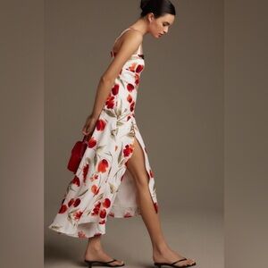 New Reformation Bekki Linen Slit Maxi Dress